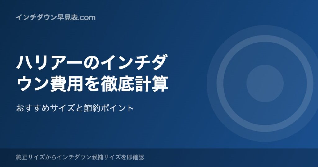ハリアーのインチダウン費用を徹底計算
