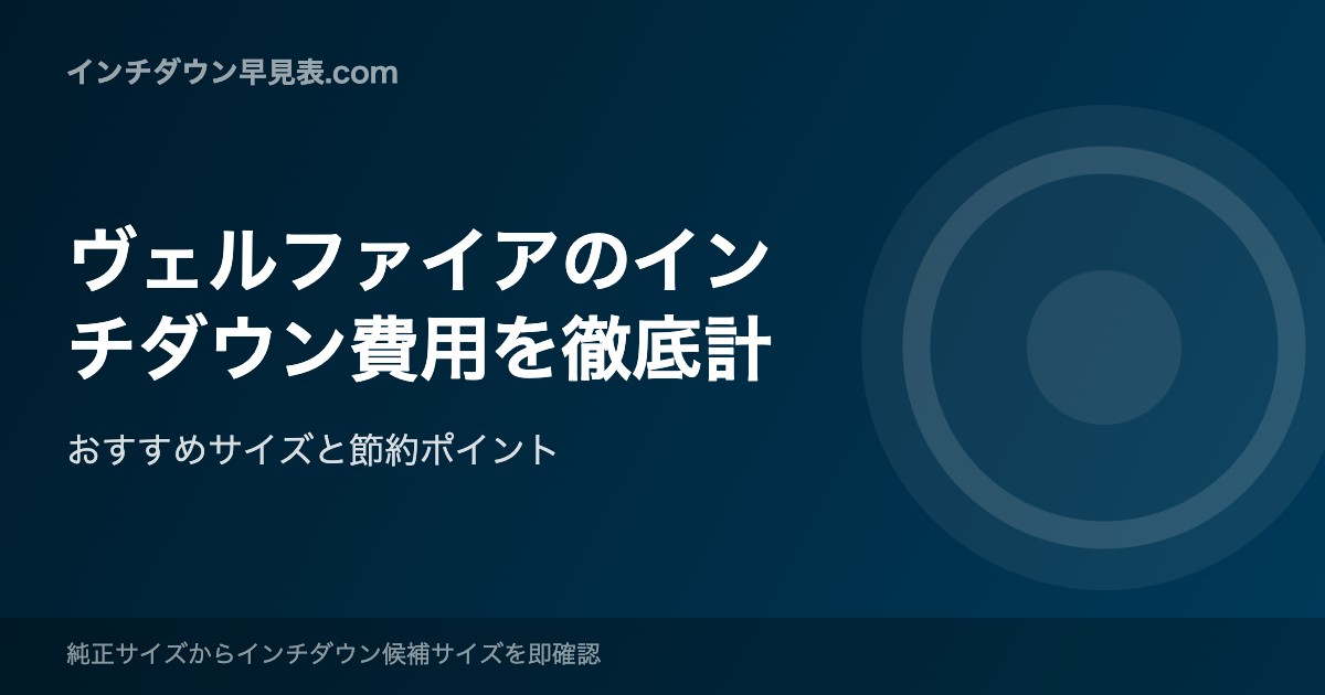 ヴェルファイアのインチダウン費用を徹底計